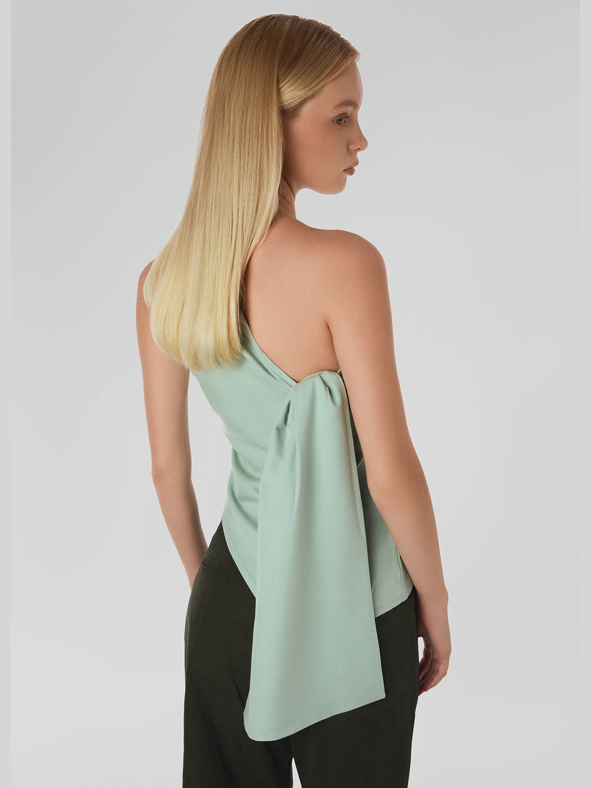 Art No. 004 / One Shoulder Scarf Top Silver Sage