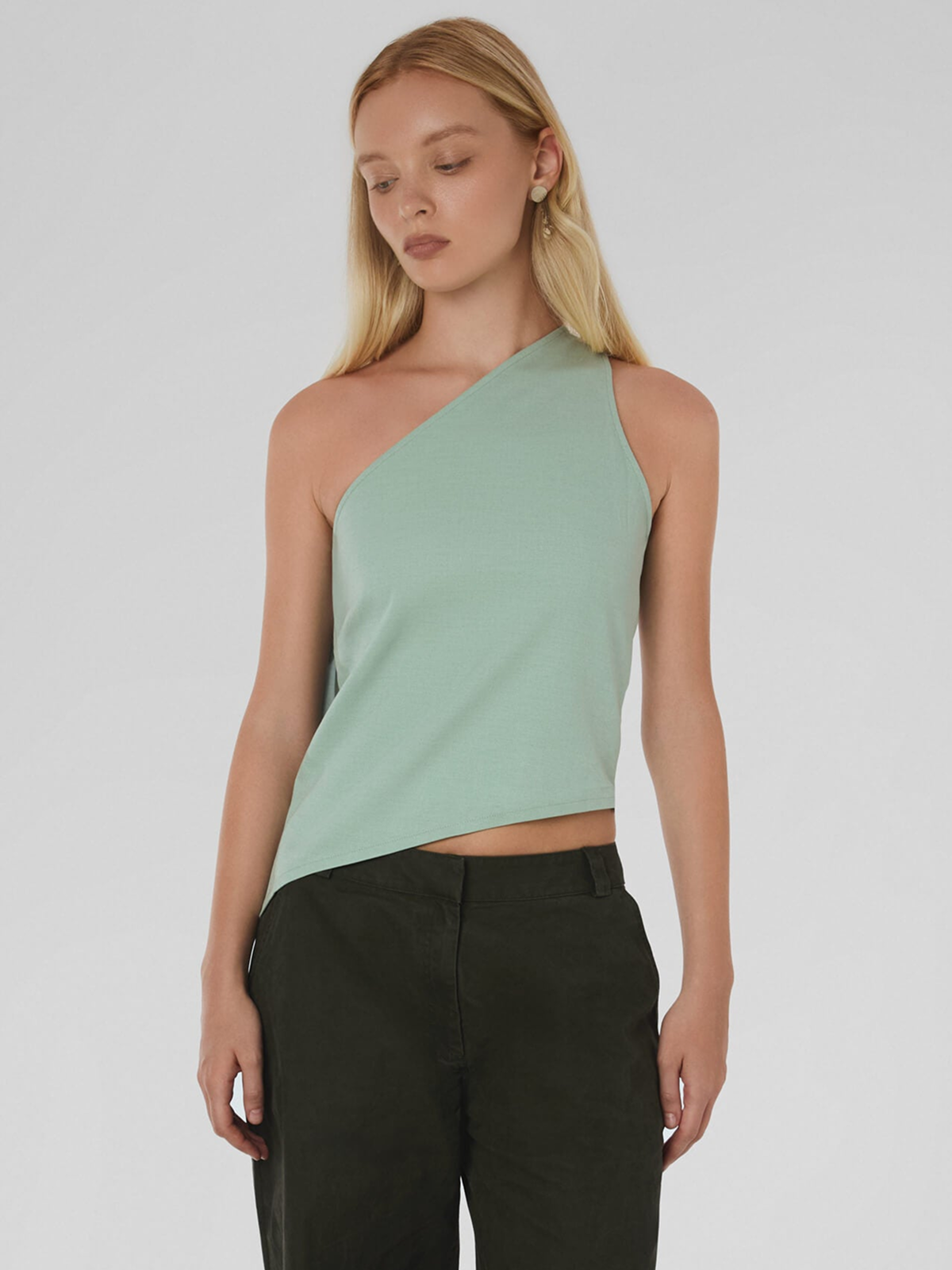 Art No. 004 / One Shoulder Scarf Top Silver Sage